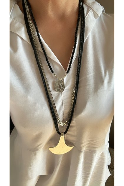 3 Necklace Design Long Black Set