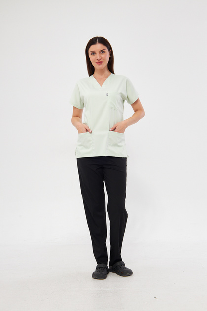 Water Green Black Stretch Fabric Unisex Medical Nurse and Doctor Uniform Apron Surgical Clothing Set