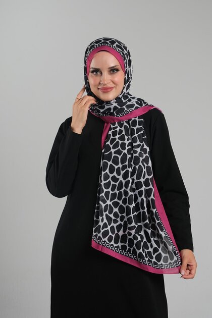 Fuchsia Patterned Shawl Cut Fiber Digital Printed Cotton Leopard 202116 _20