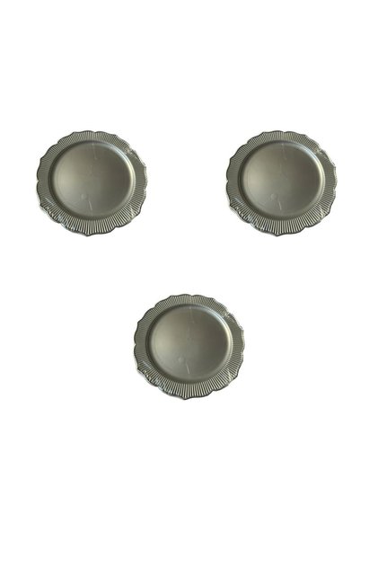 Davet Doğum Günü Parti Sert Plastik Yuvarlak Mika Tabak - 18 Cm. - Gri - 6'lı 3 Paket