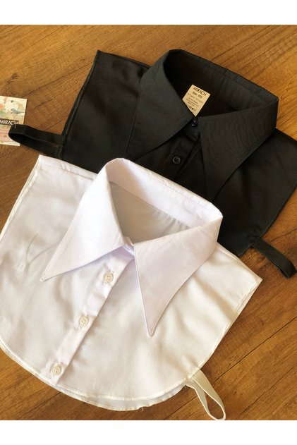 Pachet de 2 guler rotund cu guler ascuțit, design elegant, interior elastic din poplin pentru pulover