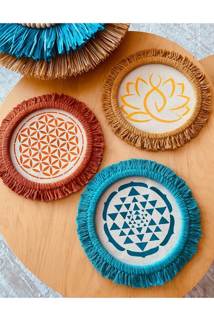 Aylak Şeyler üçlü renkli dönüşüm seti,kutsal geometri,yaşam çiçeği sri yantra ve lotus sembolleri