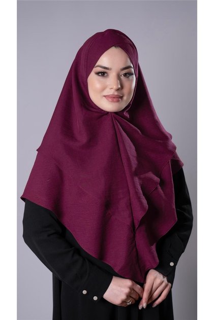 Claret Red Practical Ready-made Interlocking Hijab Scarf Cotton Jazz Fabric Double Layer Cross Hijab 2304_16