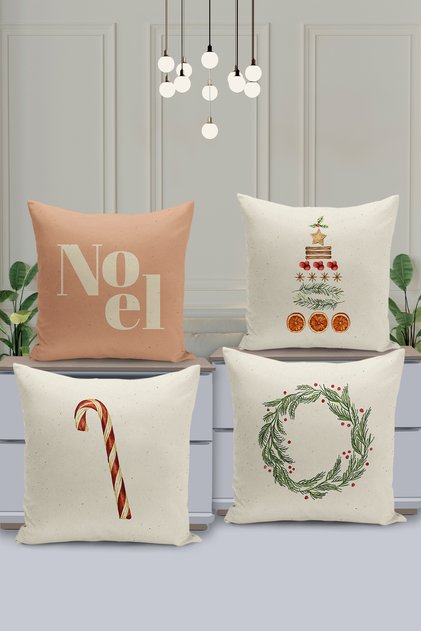 Set of 4 Throw Pillow Covers New Year's Christmas Pattern Double-Sided Digital Printed