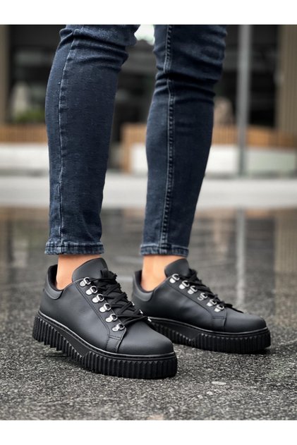 Ba0505 Hook and Loop Black Sole Casual Shoes