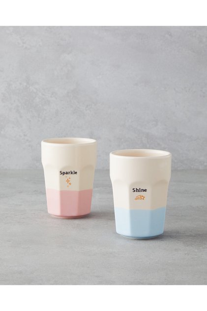 Shine Day Ceramic 2-Piece Glass 280 ml Pink - Blue
