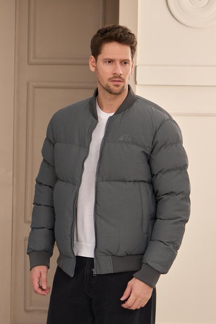 Men's Bomber Puffer Jacket Anthracite