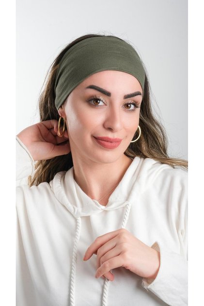 Khaki Bandana Hair Band Viscose Plain 3012_09