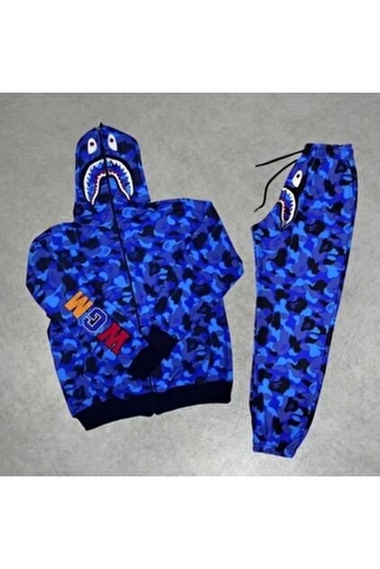 AXXAN Unisex Pubg Bape X Shark Tracksuit Set - Purple- Trendyol