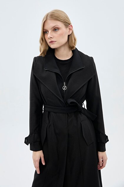 ゆっく Zühre Geniş Yaka Kuşaklı Siyah Giy Çık GÇ-0219 - Fiyatı, Yorumları