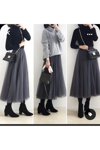 3-Layer 75 cm Length Midi Puffy Zippered-Elastic Waist Comfortable High-Waisted Midi Tulle Skirt