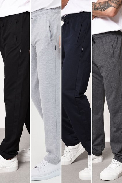 Multi-Colored Men's Straight Leg Pocket Zipper Detailed Relaxed Fit 4-Piece Sweatpants Pack