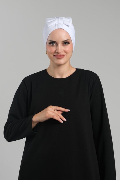 White Practical Ready-To-Use Bowknot Cap Sandy Double-Sided Crossed 3007B_42