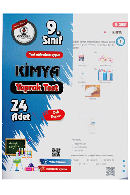 ÖZDEBİR YAYINEVİ 9.Sınıf Biyoloji Yaprak Test Özdebir Yayınları