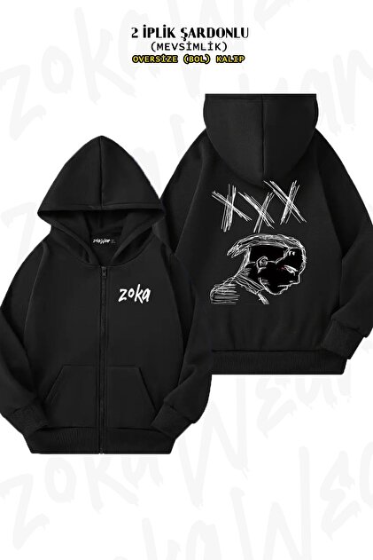 ZOKAWEAR Oversize Neon Xxxtentacion Sırt Baskılı Fermuarlı