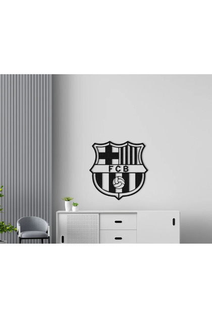 Barcelona logolu ahşap duvar dekor tablo 50x 50 cm