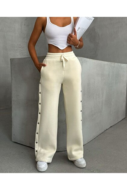 Women's Side Snap Wide Leg Sweatpants