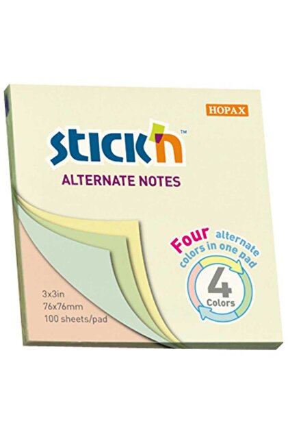Pastel Colored Stickn Adhesive Note Paper - 76X76, 100 Yp, 4 Colors