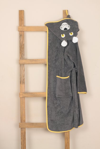 100% Cotton Figured Hooded Children's Bathrobe (Age 3-12 Years)