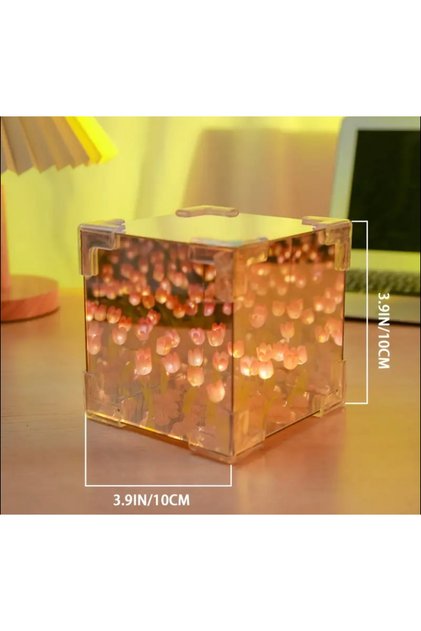 Tulip Night Light Mirrored Infinite Tulip Disassembled Pink