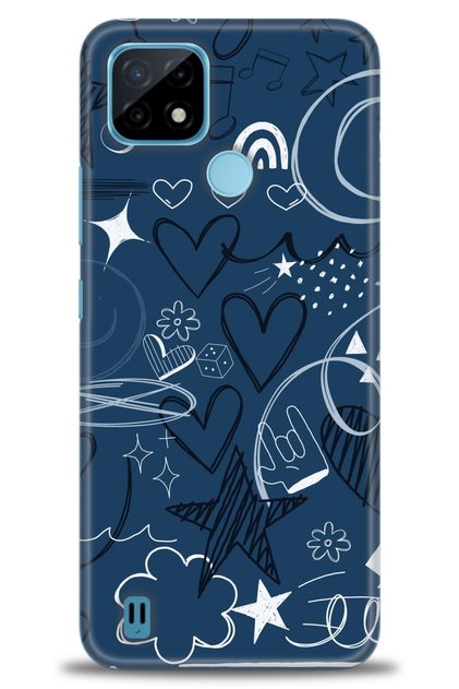 Infinix Hot 10t Case Hd Printed Case - Notes and Hearts Blue