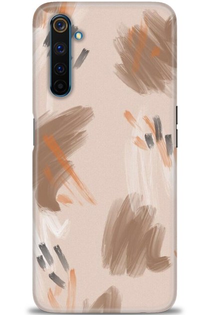 Realme 6 Pro Case Hd Printed Case - Coffee Lines + Full Screen Protector