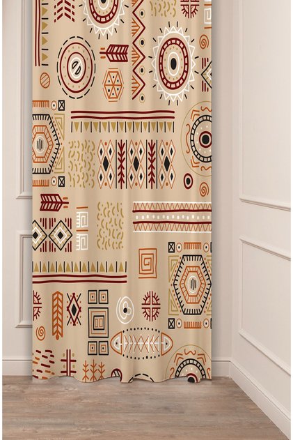 Bohemian Striped Fish Ethno Pattern Digital Printed Background Curtain Single Wing Modern Design Stylish Soft Curtain
