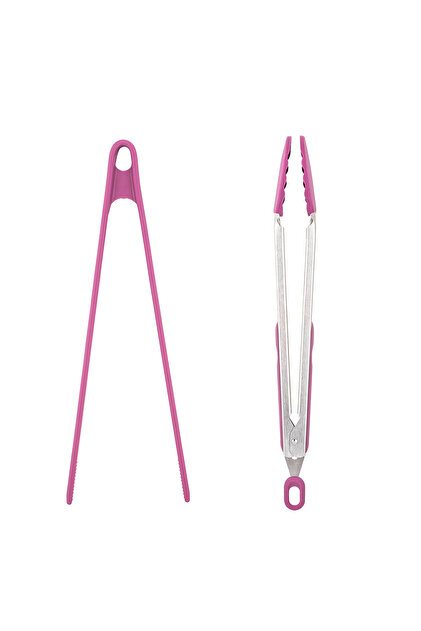 Chimney Colored 2-Piece Silicone Tongs Set