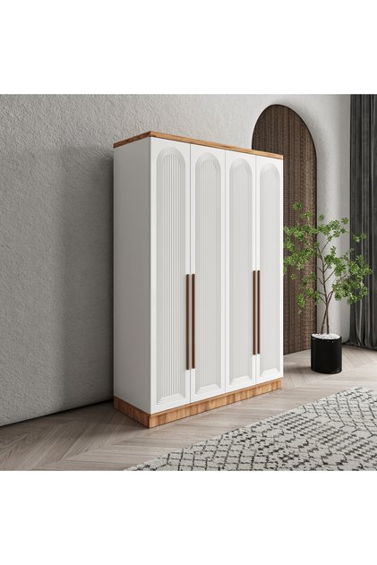 Ücretsiz Montaj Rosa 4 Kapaklı Komple MDF Gardırop - Elbise Dolabı