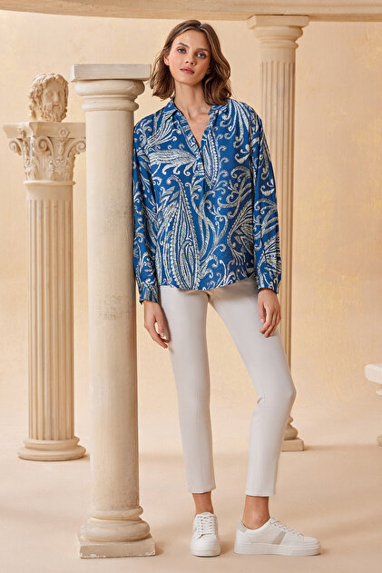 Shirt Collar Low Sleeve Blouse