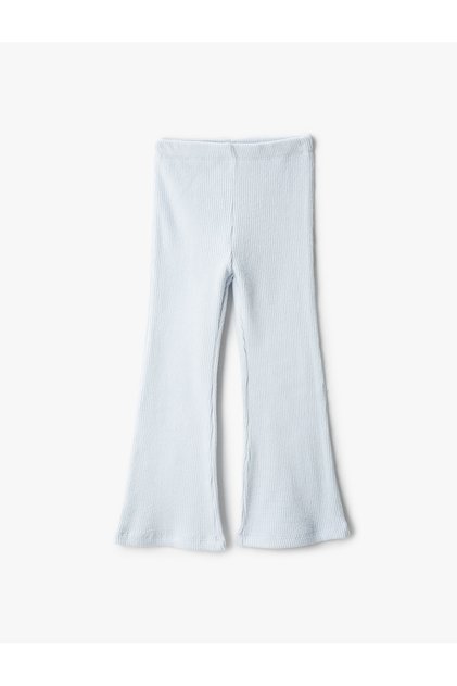Basic Flare Leg Leggings Trousers with Elastic Waist Ribbed