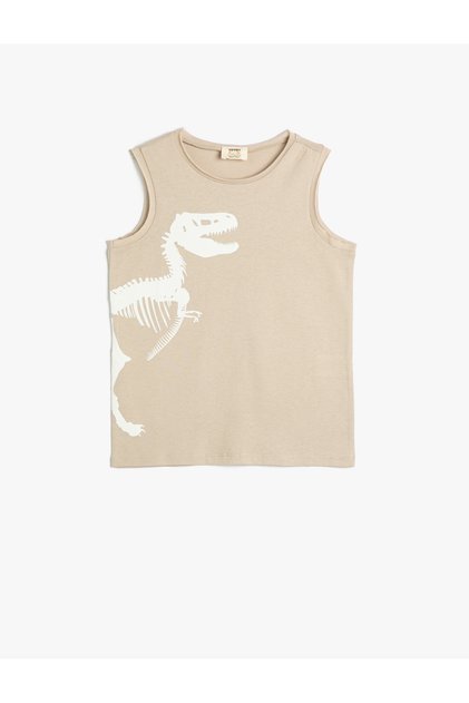 Undershirt Dinosaur Printed Sleeveless Crew Neck Cotton