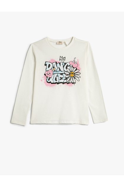 Long Sleeve Printed T-Shirt Round Neck Cotton