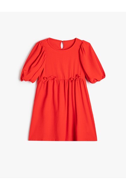 Round Neck Balloon Sleeve Dress