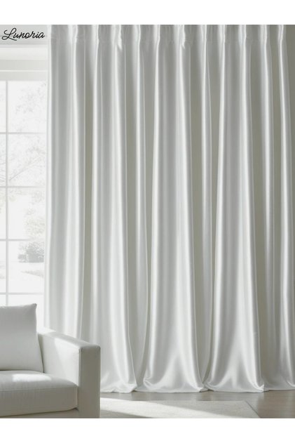 Pure - White Satin Curtain and Sunshade | Special Design, All Sizes