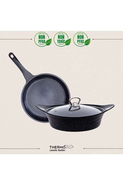 | Tencere Tava Seti | Pyro Serisi | 3 Parça | Gri | 26cm