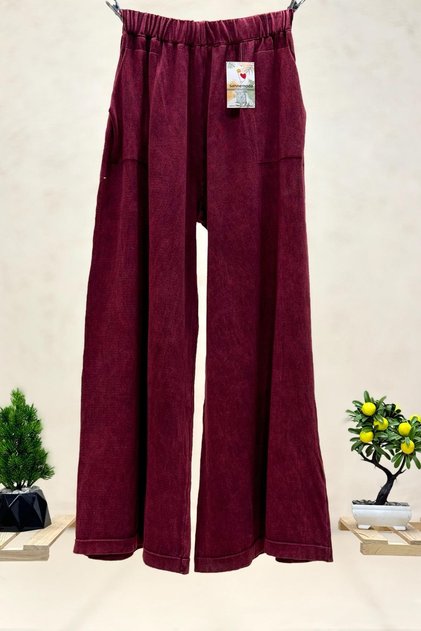 Side pocket wide leg washed knitwear organic knitwear pants