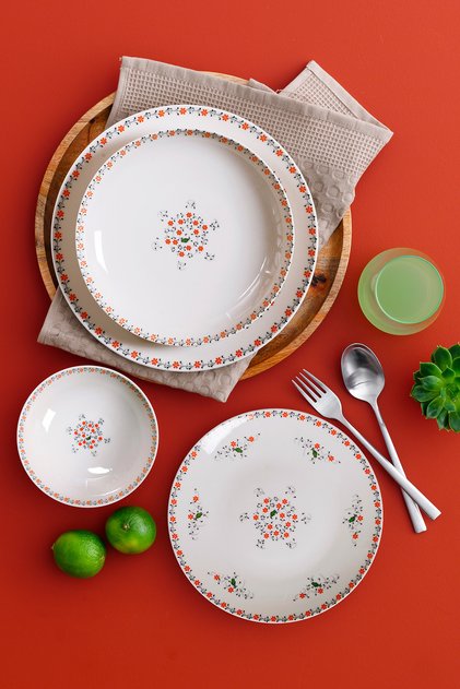 Flow Premium Özel Seri 24 Parça 6 Kişilik Bone Yemek Takımı ( Desen Atmama Garantili )