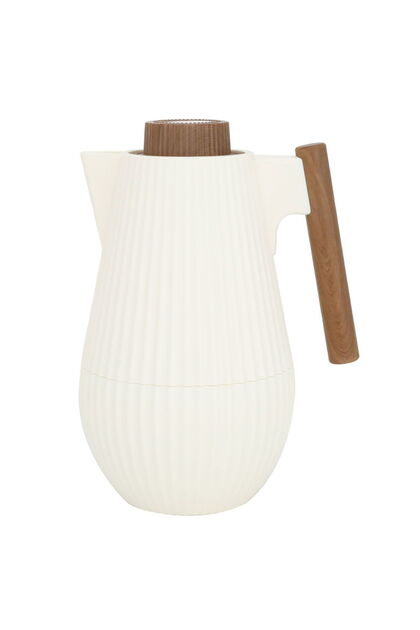 Liar Matte Light Beige Thermos With Wooden Handle, 1 Litre