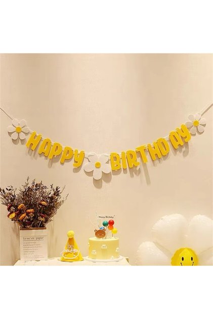 Best Yellow Happy Birthday White Daisy Eva Banner Set