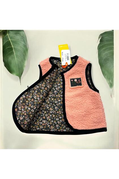 Baby Girl Welsoft Double-Sided Waistcoat/Baby Waistcoat with Floral Lining/Baby Girl Waistcoat