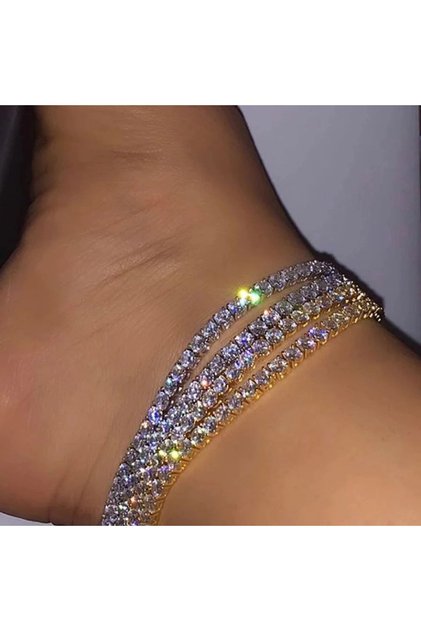 Complete Your Elegance with This Exquisite Gold Color Stone Anklet Set