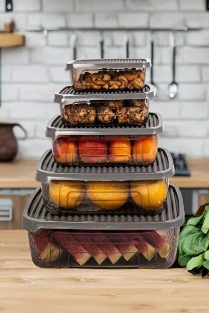 ファインハーブ 10袋セット JASPER Herevin-012 Gri 5'li Dikdörtgen Saklama Kabı Seti - Fiyatı