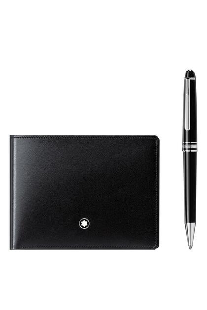 117084 Mont Blanc Meisterstück Platinum Classique Ballpoint Pen And Meisterstück Wallet Set