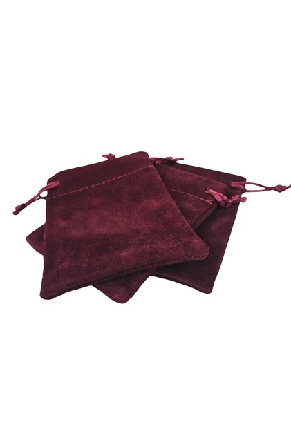 Süet Duble Kese Bordo 25 Adet 9x12 cm Takı, Altın Kesesi (ipli & Büzgülü)