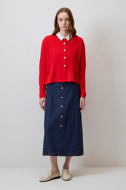 Gold Button Short Cardigan