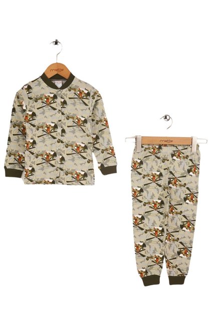 Seçkin Printed Front Snap Fastener Children's Pajama Set