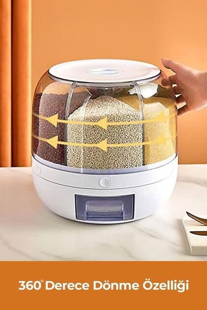 Pikas 6 Kg Kapasiteli Gıda Ve Bakliyat, 6 Gözlü, 360 Derece