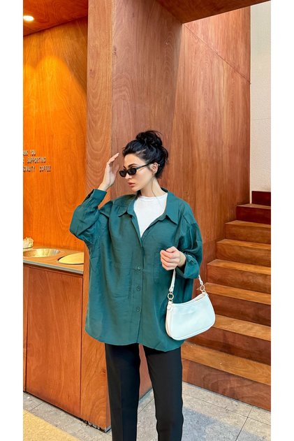 Düşük Omuz Oversize Gömlek