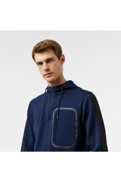 Erkek Relaxed Fit Kapüşonlu Lacivert Sweatshirt